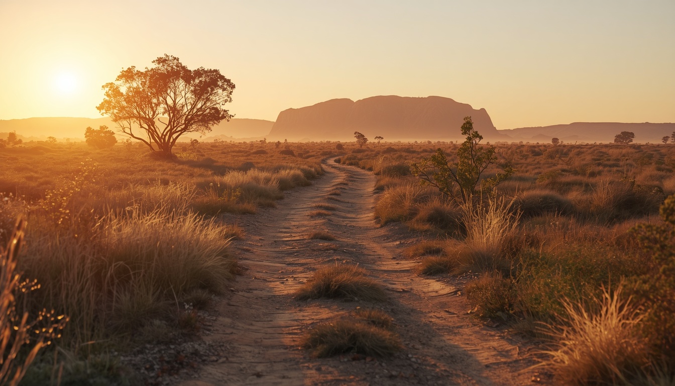 Morning walking path through Australian landscape